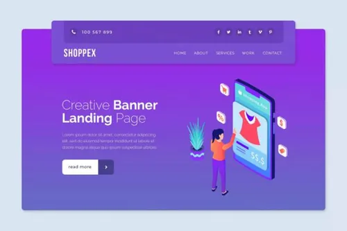 在线购物主题网站Banner图设计PSD模板 Shoppex – He