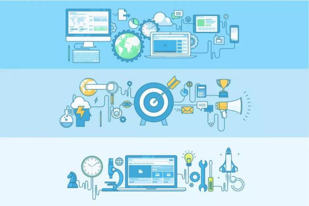 线性设计风格矢量概念插画Banner设计模板v8 Set of Lin