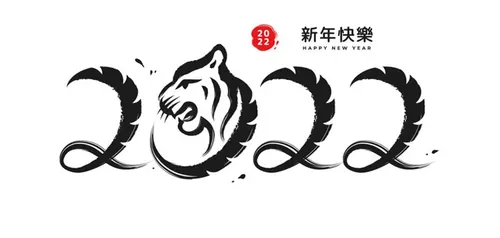 2022年虎年毛笔字EPS矢量插画设计素材 Tiger head calligraphy brush symbols stripes