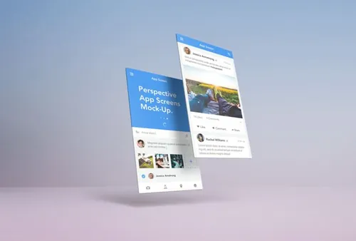 移动端应用程序APP展示PSD贴图模板Perspective App Screens Mock-Up