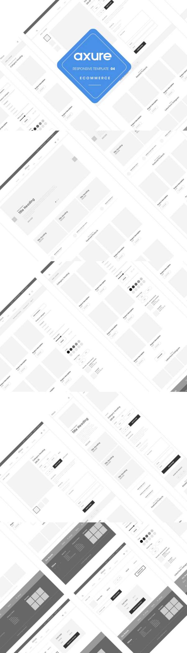 必备的电商响应式网站原型设计模版套装[For Axure]