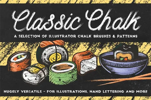 经典粉笔插画笔刷图案手绘工具AI合集包 Classic Chalk -