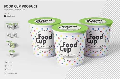 高品质的时尚高端简约专业的食物杯酸奶包装设计VI样机展示模型