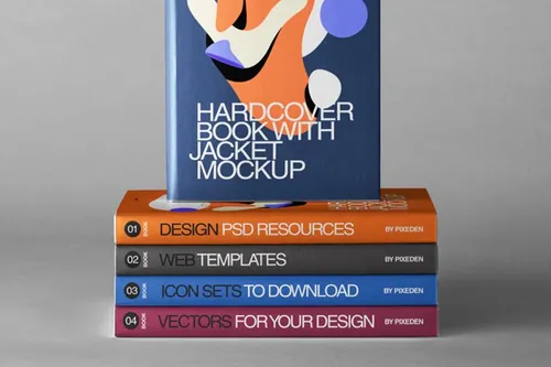 带有防尘套的psd书籍封面样机 Psd Hardcover Book Jacket Mockup