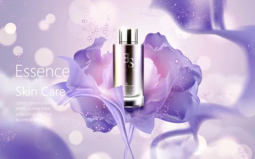 紫色化妆护肤品精华隔离海报EPS矢量设计素材Elegant essence ads