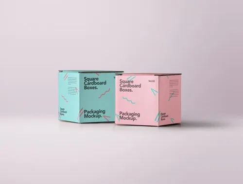 纸盒包装设计模型PSD贴图模板Square Psd Cardboard Box Mockup
