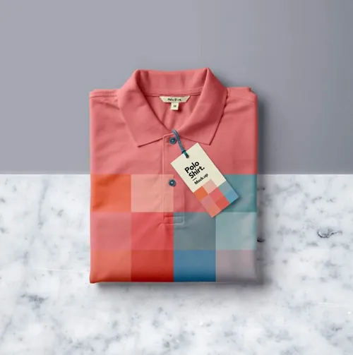 折叠式Psd Polo衫样机 Folded Psd Polo Shirt Mockup