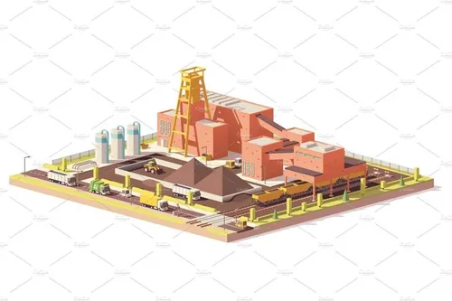 矢量低聚地下采煤矿图标Vector low poly coal mine