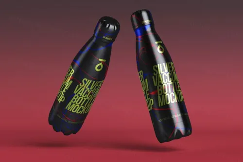 漂浮金属Psd真空瓶样机 Metal Psd Vacuum Bottle Mockup 2