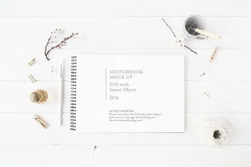 艺术样机照片模型 Sketchbook mock up – Artist’s style