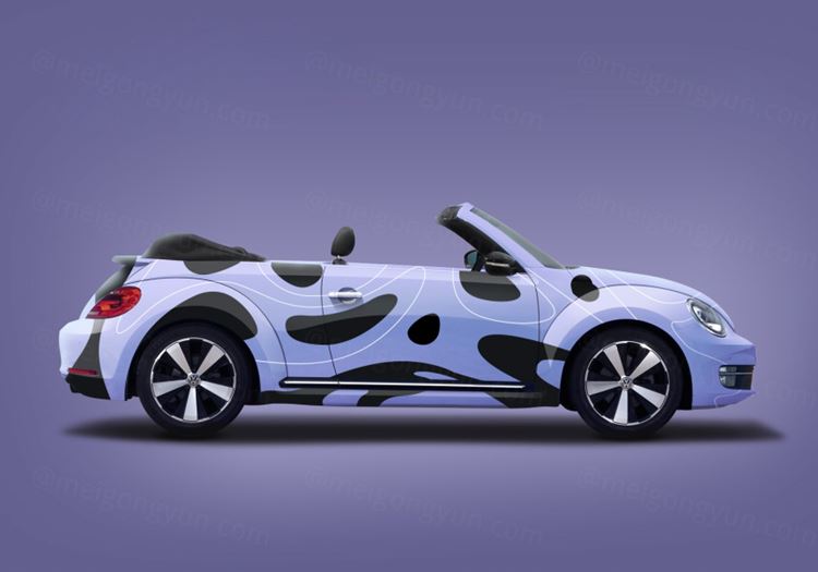 汽车侧面车身广告PSD模板Beetle Convertible Mockup