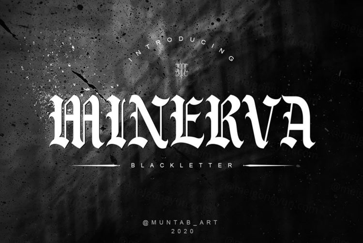 地下暗黑纹身嘻哈说唱潮牌服饰英文哥特字体 Minerva |