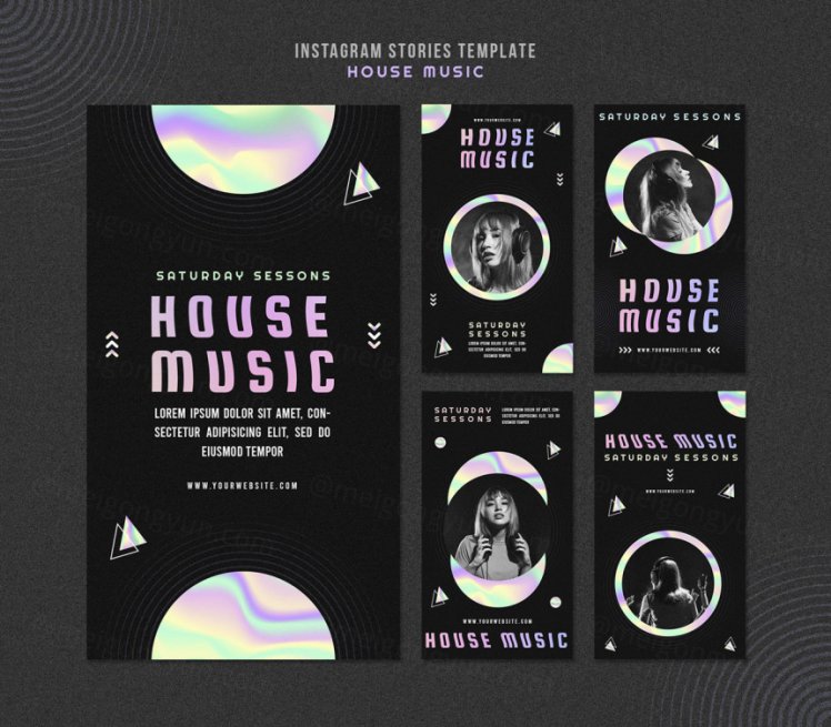 浩室电音迪厅DJ音乐宣传海报PSD模板素材 House music ad social media post template
