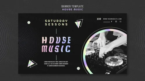 浩室电音迪厅DJ音乐宣传海报PSD模板素材 House music ad social media post template