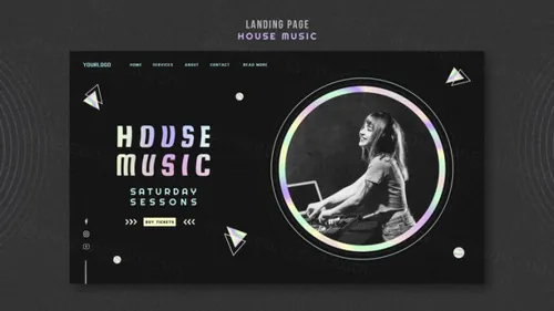 浩室电音迪厅DJ音乐宣传海报PSD模板素材 House music ad social media post template