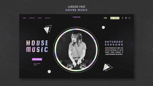 浩室电音迪厅DJ音乐宣传海报PSD模板素材 House music ad social media post template