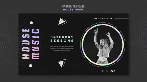 浩室电音迪厅DJ音乐宣传海报PSD模板素材 House music ad social media post template