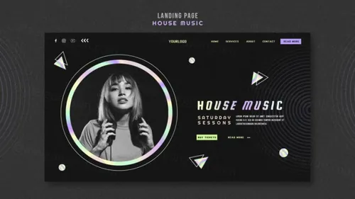 浩室电音迪厅DJ音乐宣传海报PSD模板素材 House music ad social media post template