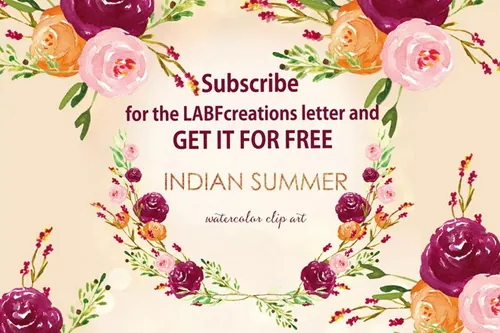 浪漫夏季水彩花卉装饰剪贴画 Indian summer Watercolor Clip Art