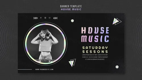 浩室电音迪厅DJ音乐宣传海报PSD模板素材 House music ad social media post template