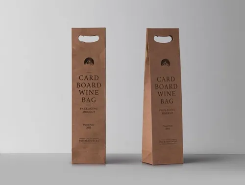 Wine Psd Cardboard Bag 酒类包装袋贴图模板