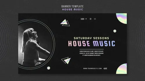 浩室电音迪厅DJ音乐宣传海报PSD模板素材 House music ad social media post template