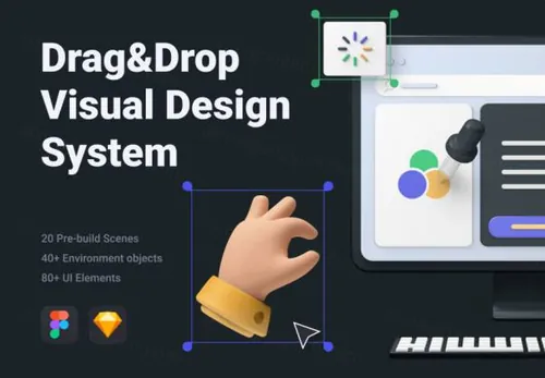 可编辑的3D视觉设计系统图标库 Bento 3D Design