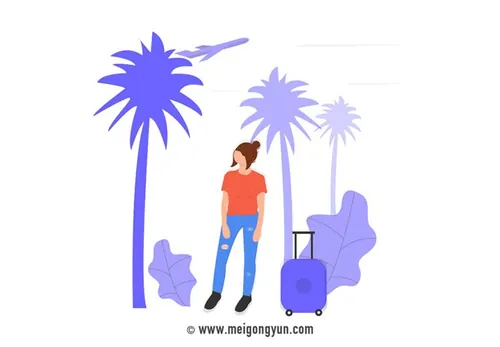 扁平化风格旅行度假场景矢量元素Flattened vector elements