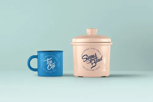 老式糖碗模型PSD贴图样机Tableware Psd Mockup