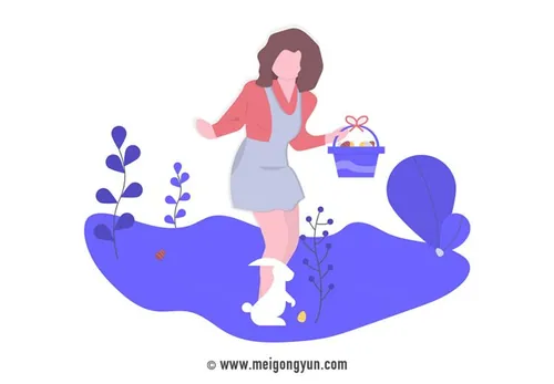 扁平化风格寻找复活节彩蛋场景矢量元素Flattened vector elements