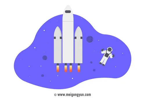 扁平化风格火箭发射场景矢量元素Flattened vector elements