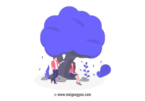 扁平化风格情侣约会场景矢量元素Flattened vector elements