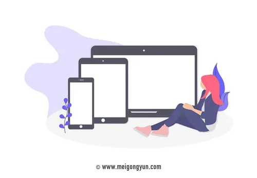 扁平化风格网页手机电脑适配场景矢量元素Flattened vector elements