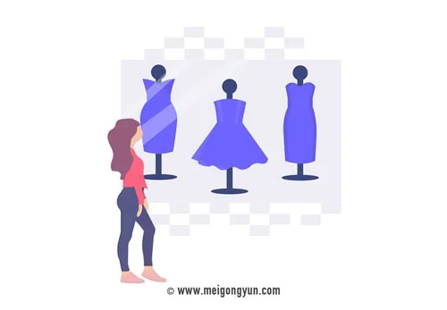 扁平化风格女孩购物场景矢量元素Flattened vector elements