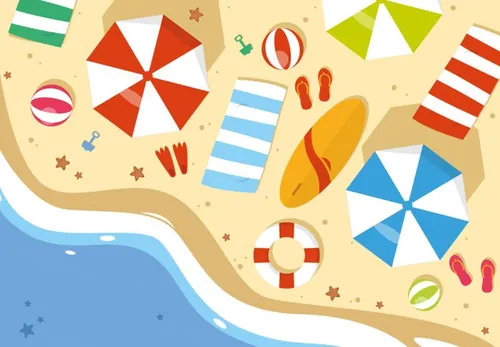 夏日海滩矢量插画Summer Beach Vector