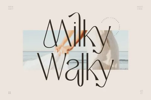 优雅奢华的极简女性婚礼品牌英文无衬线字体 Milky Walky - Ligature Sans Serif