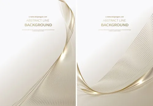 金色科技感抽象线条光感条纹AI矢量背景Line vector background 08