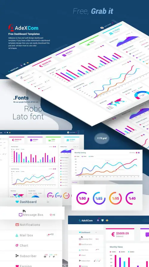 AdeXCom Samrt Admin Dashboard Free PSD 网页模版