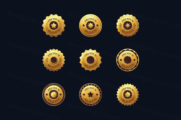 高质量奢华金色榜单奖章标签勋章徽章LOGO矢量EPS模板素材