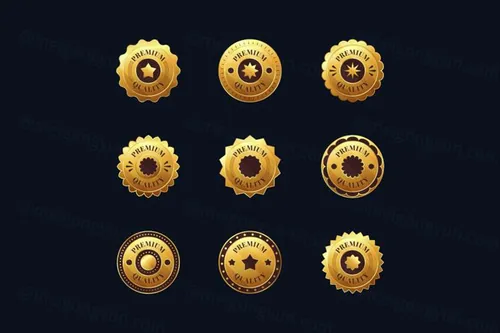 高质量奢华金色榜单奖章标签勋章徽章LOGO矢量EPS模板素材