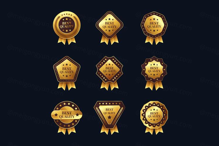 高质量奢华金色榜单奖章标签勋章徽章LOGO矢量EPS模板素材