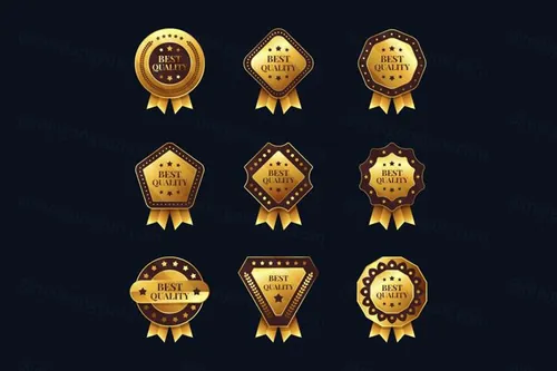 高质量奢华金色榜单奖章标签勋章徽章LOGO矢量EPS模板素材