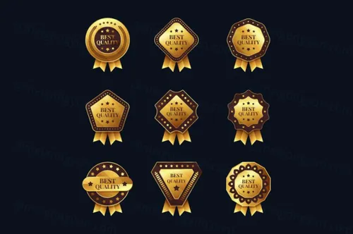 高质量奢华金色榜单奖章标签勋章徽章LOGO矢量EPS模板素材合辑