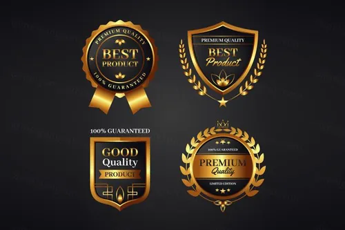 高质量奢华金色榜单奖章标签勋章徽章LOGO矢量EPS模板素材