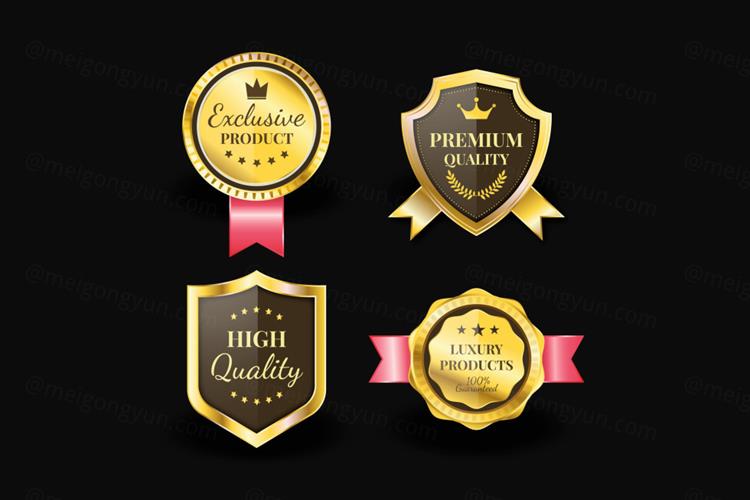 高质量奢华金色榜单奖章标签勋章徽章LOGO矢量EPS模板素材