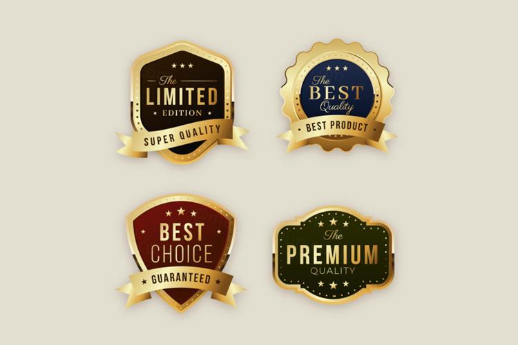 高质量奢华金色榜单奖章标签勋章徽章LOGO矢量EPS模板素材