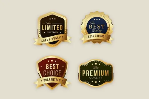 高质量奢华金色榜单奖章标签勋章徽章LOGO矢量EPS模板素材