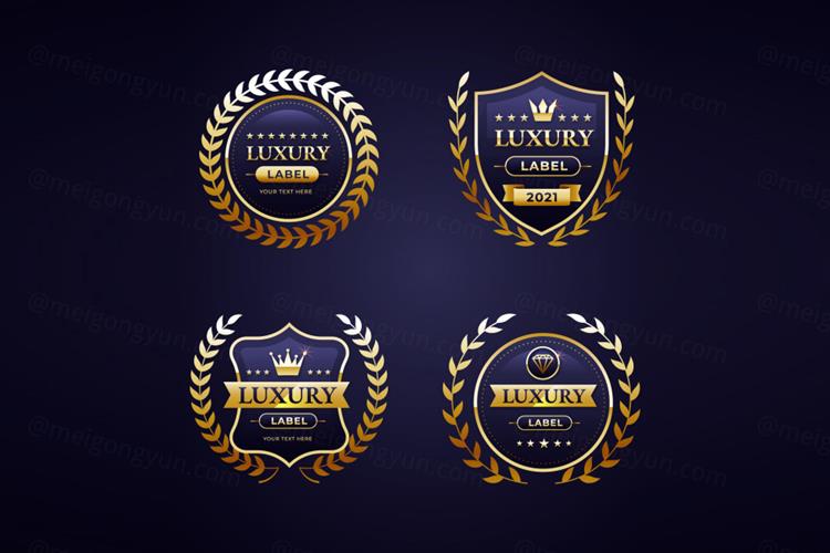 高质量奢华金色榜单奖章标签勋章徽章LOGO矢量EPS模板素材