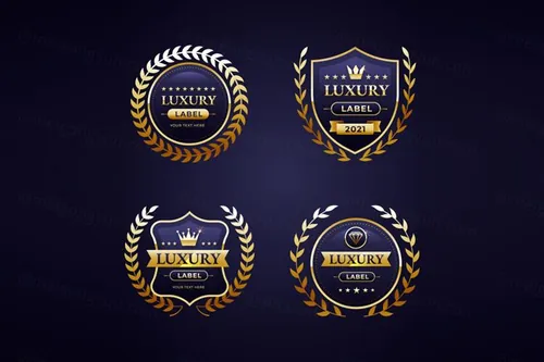 高质量奢华金色榜单奖章标签勋章徽章LOGO矢量EPS模板素材