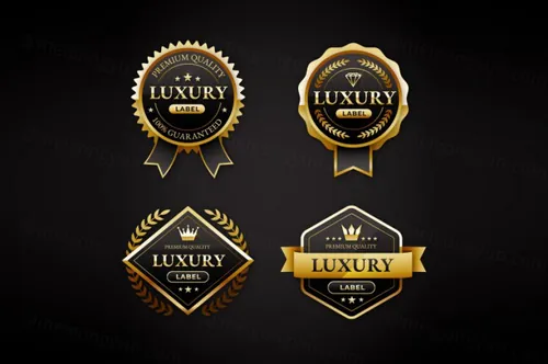 高质量奢华金色榜单奖章标签勋章徽章LOGO矢量EPS模板素材合辑